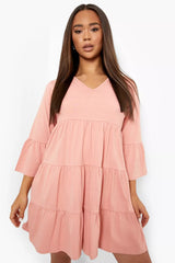 Female Desert Rose Flared Sleeve Tiered Smock Dress