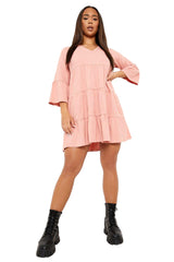 Female Desert Rose Flared Sleeve Tiered Smock Dress