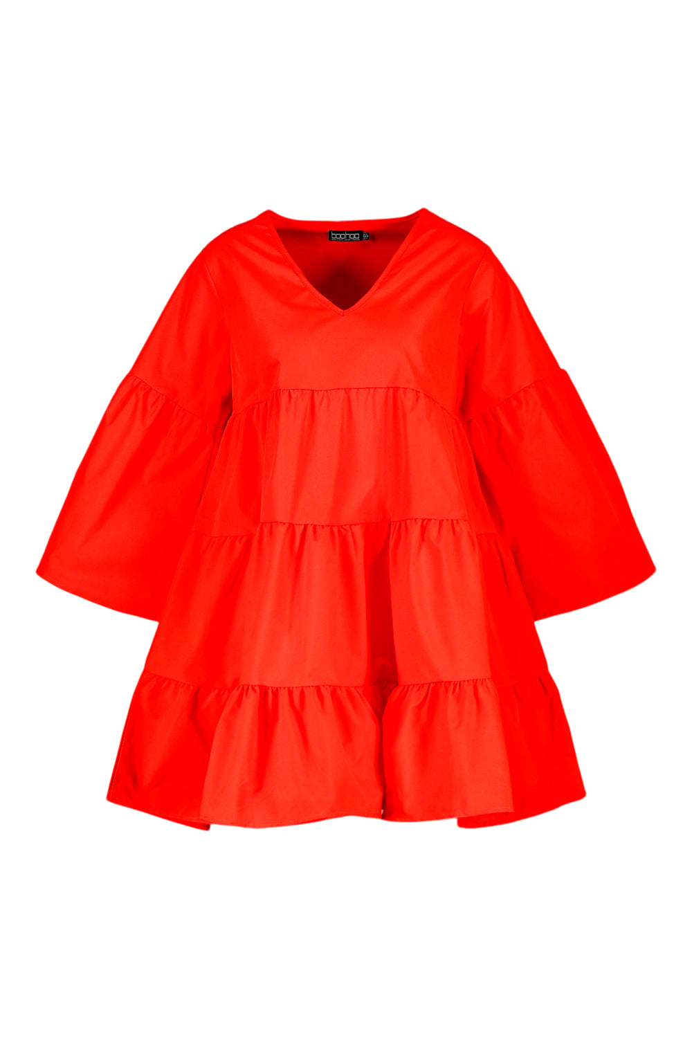 Robe longue rouge à col en V pour femme 