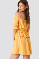 Debi Flue Off Shoulder Frill Short Dress