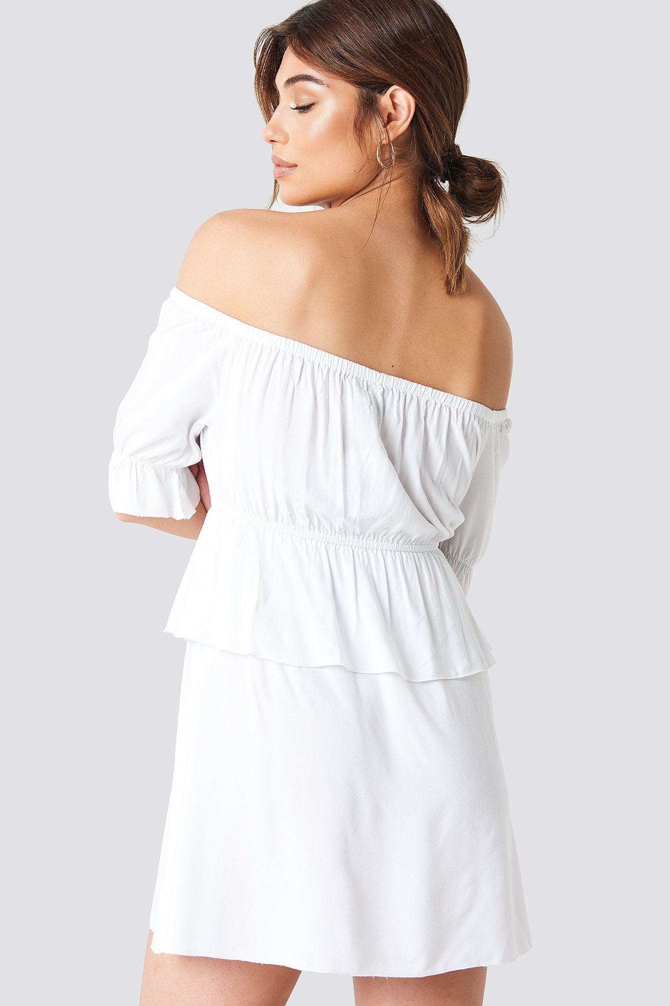 Debi Flue Off Shoulder Frill Short Dress