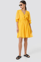 Plunge V-Neck Chiffon Dress Yellow