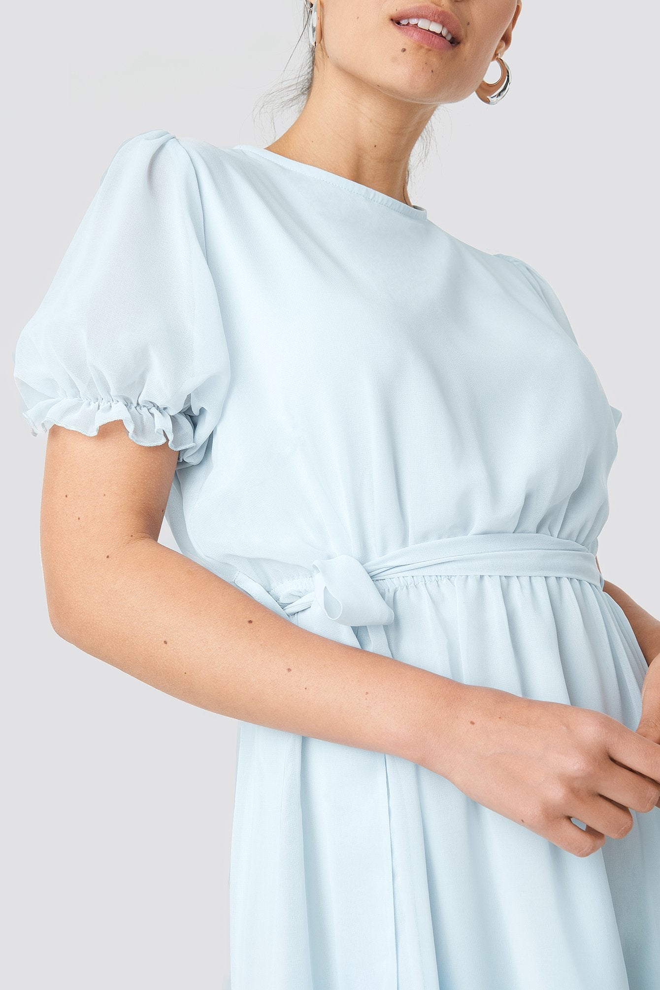 Short Sleeve Chiffon Dress Blue