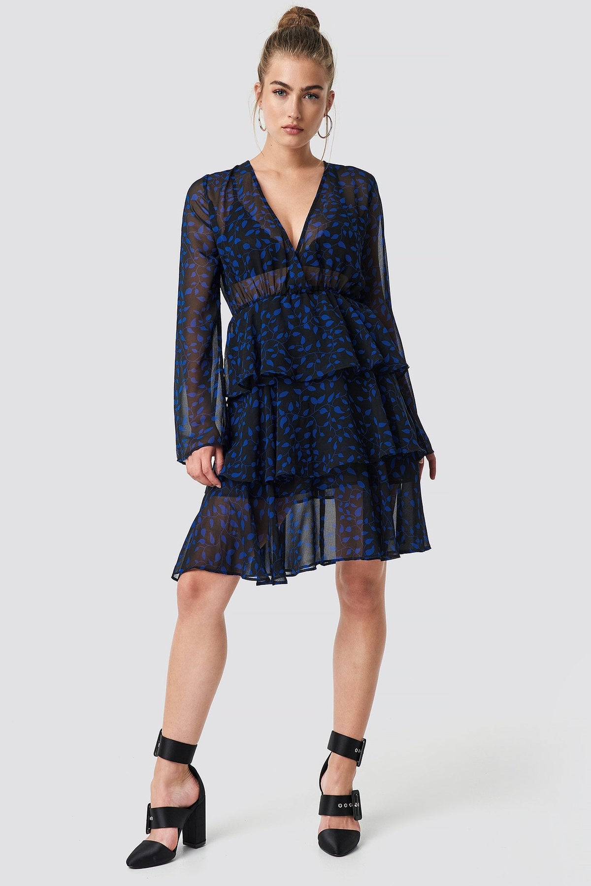 Blue Triple Layer Flounce Dress