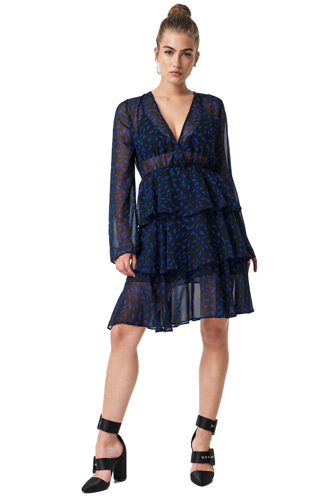 Blue Triple Layer Flounce Dress