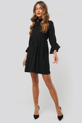 High Neck Flare Mini Dress