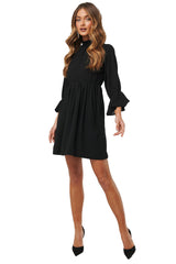 High Neck Flare Mini Dress