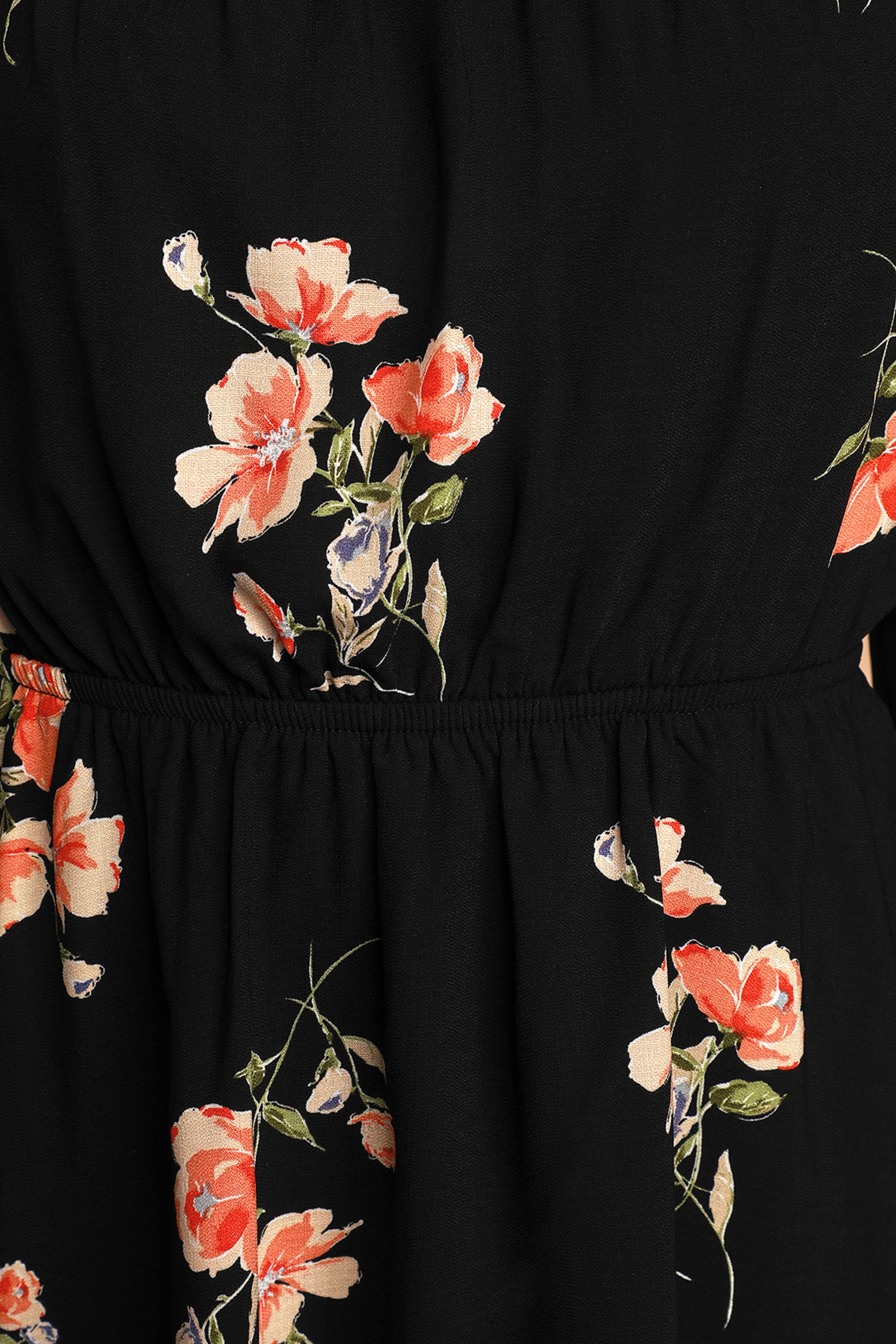 Black Floral Off Shoulder Mini Dress