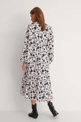 V-Neck ls Printed Dress