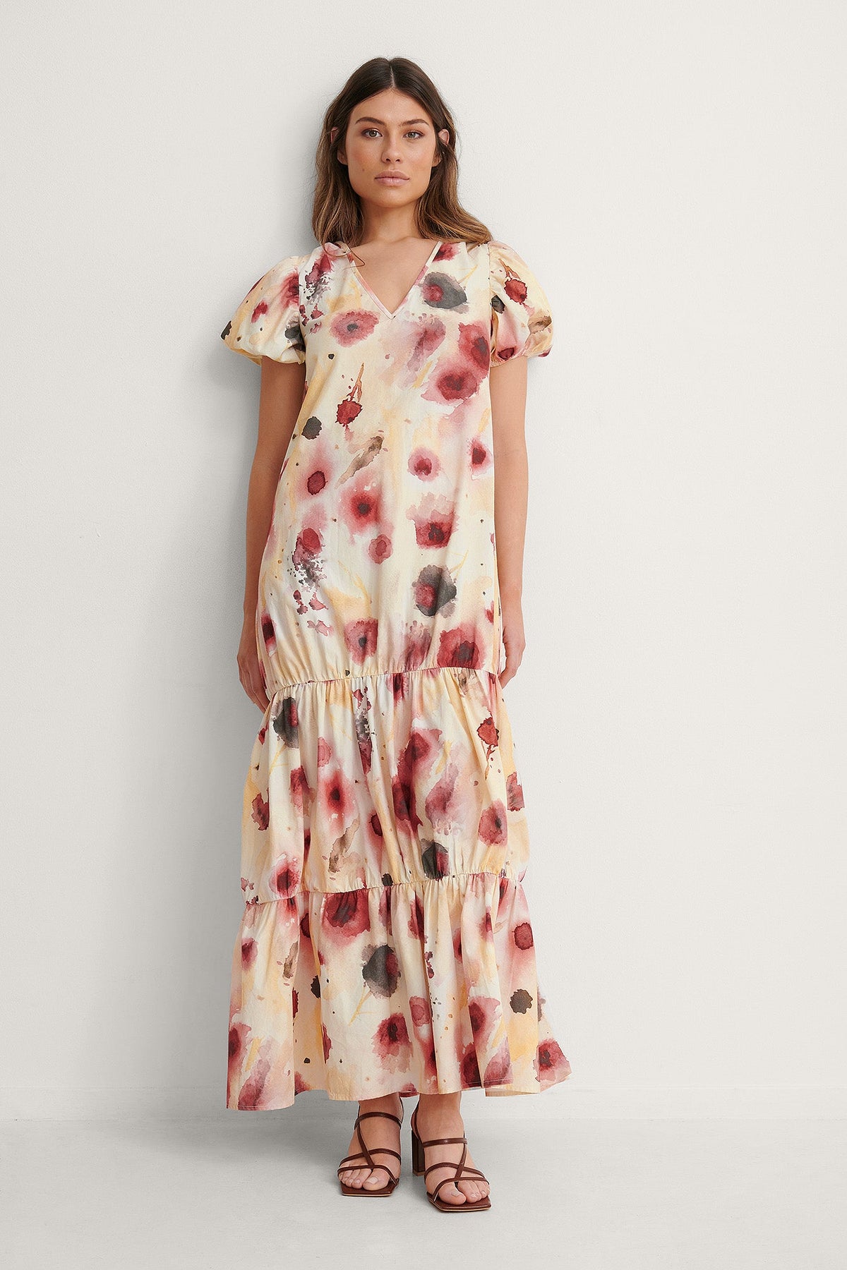 Balloon Sleeve Overlap Structured Dress