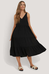 V Neck Panel Dress