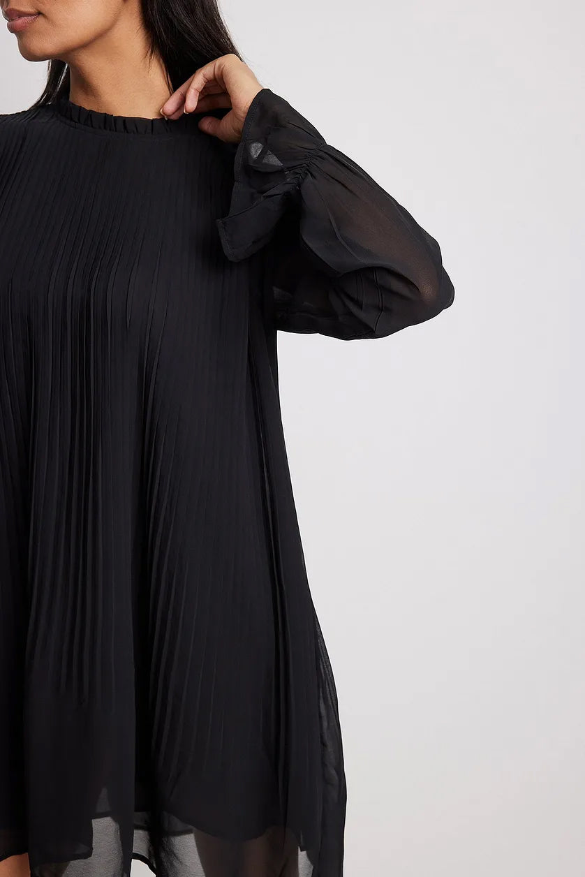 Black Mini Pleated Dress