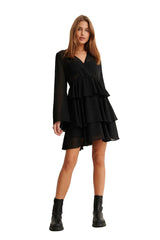 Black Layered Flounce Dress