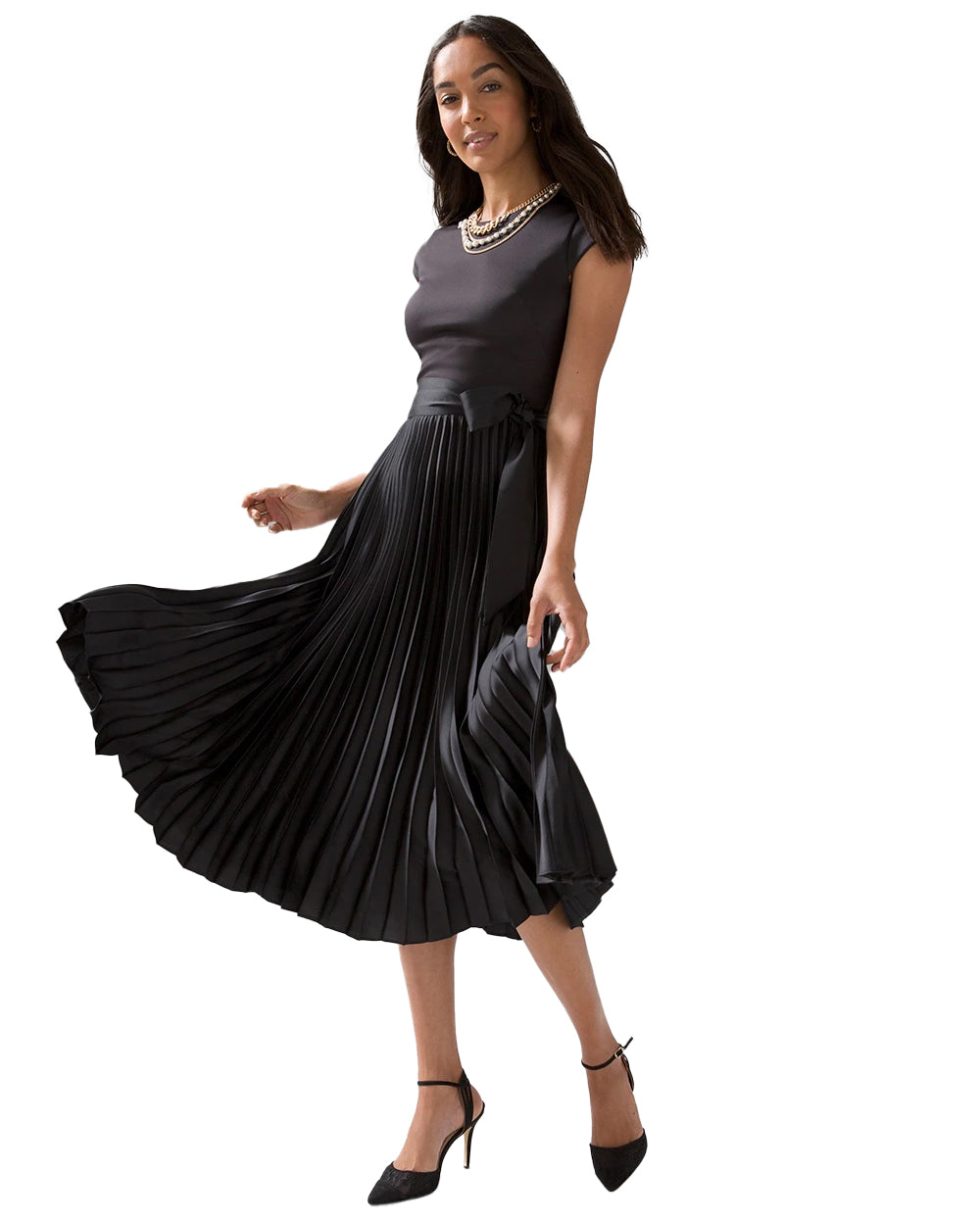 Crepe Satin Cap Sleeve Boat Neck Plain Tall Casual Dress