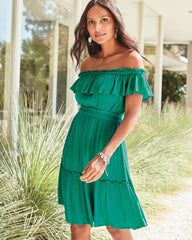 Chiffon Georgette Short Sleeve Off-shoulder Strapless/Tube Plain Dress