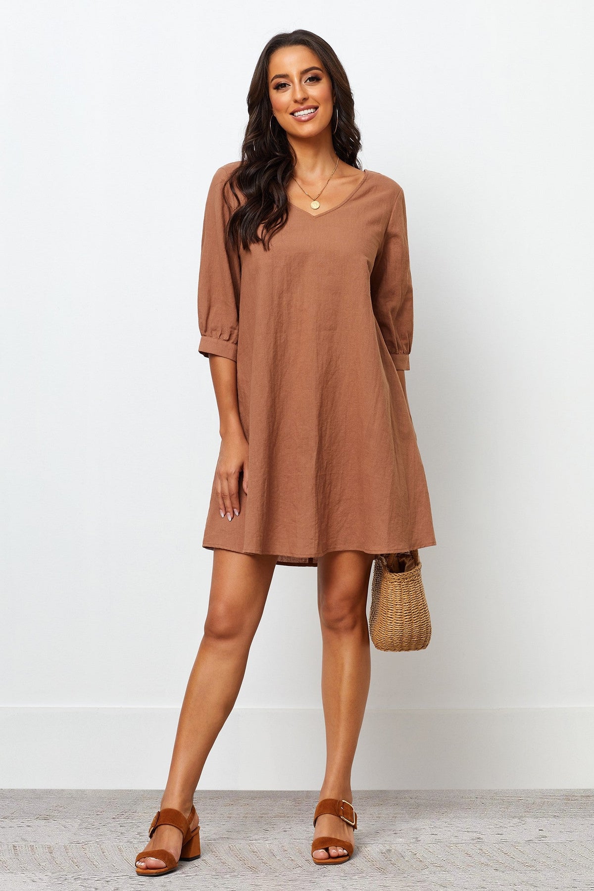 Brown Chiffon Dress