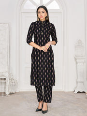 Kurti Black Rayon Block Print Dress