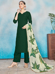 Kurta Set Green Rayon Foil Print Dress