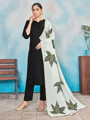 Kurta Set Black Rayon Foil Print Dress