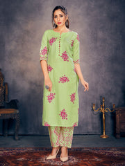 Green Rayon Block Print Kurti